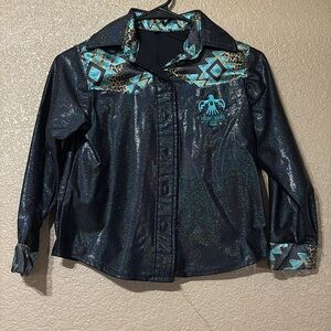 Kids Shimmering Black Button Down Shirt